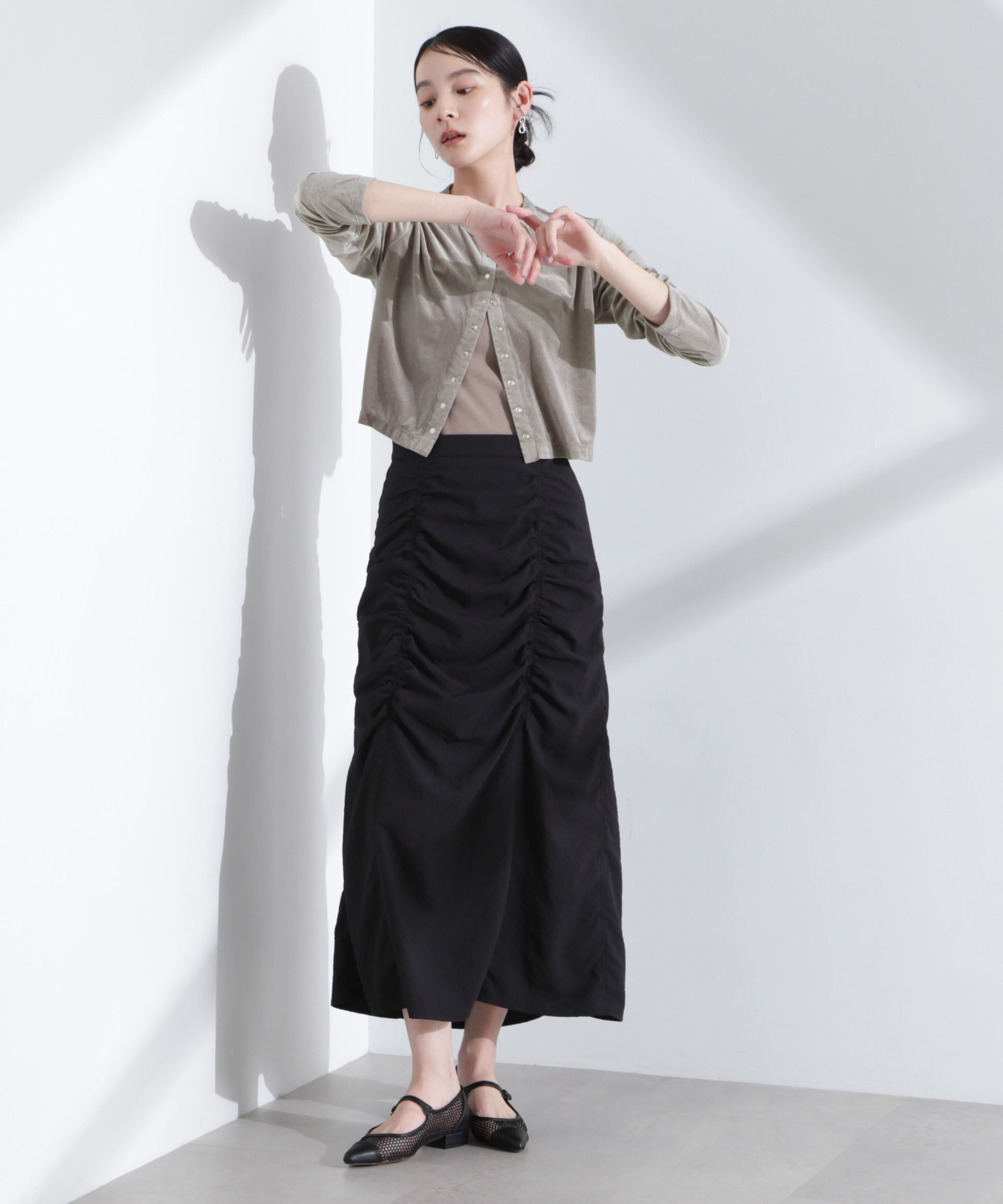 nano･universe「シアーベロアメニーボタンカーディガン」|Tシャツ・カットソー|