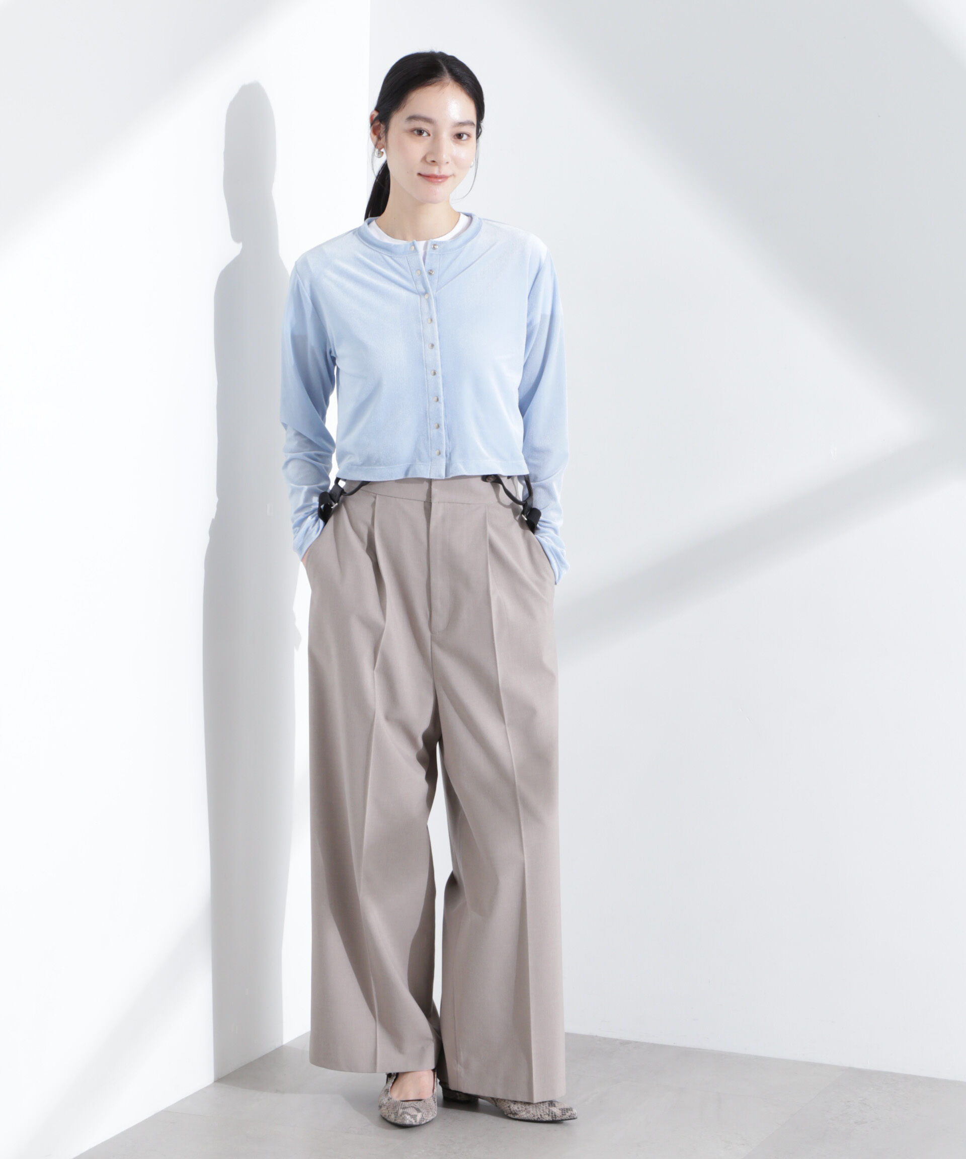 nano･universe「シアーベロアメニーボタンカーディガン」|Tシャツ・カットソー|