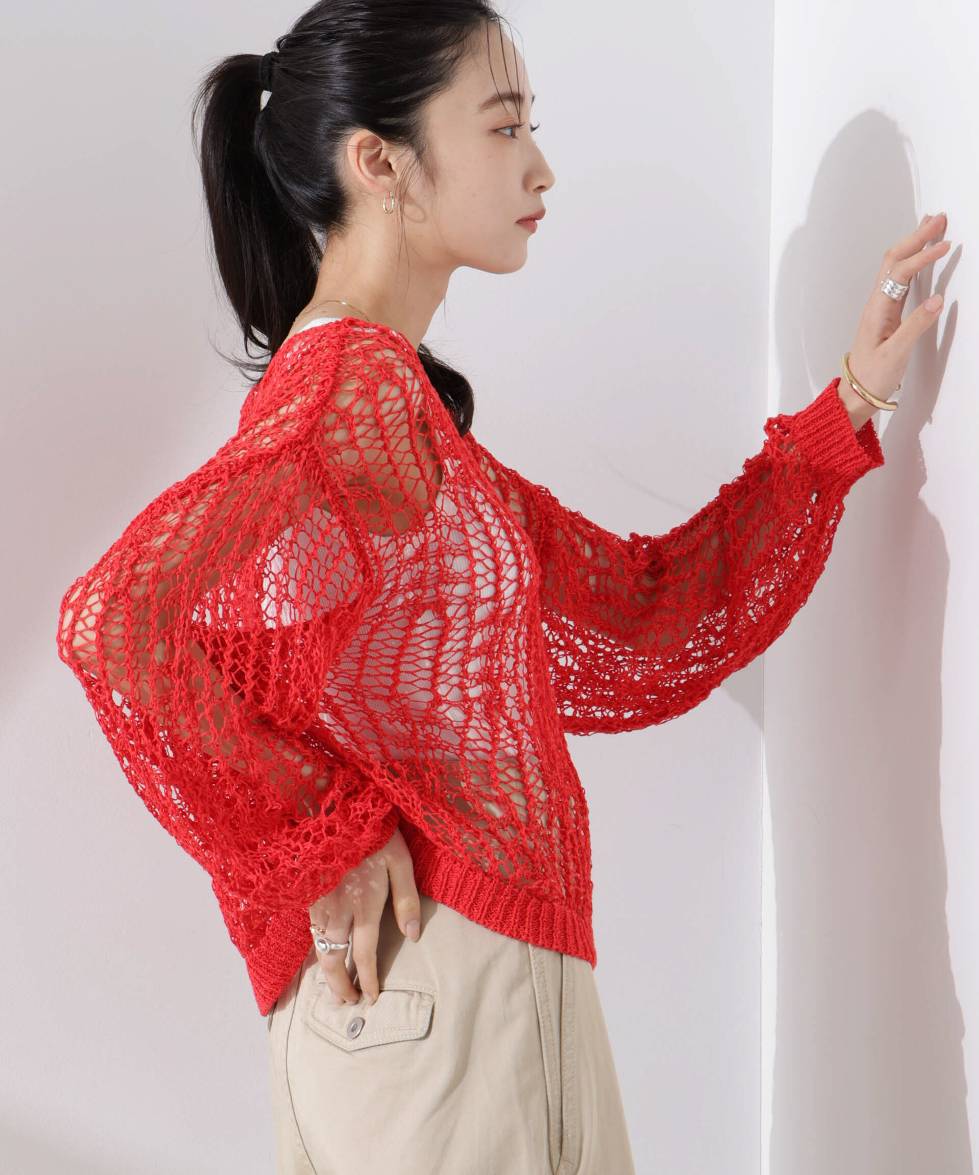 nano･universe「テープヤーンメッシュニットトップス」|ニット・セーター|