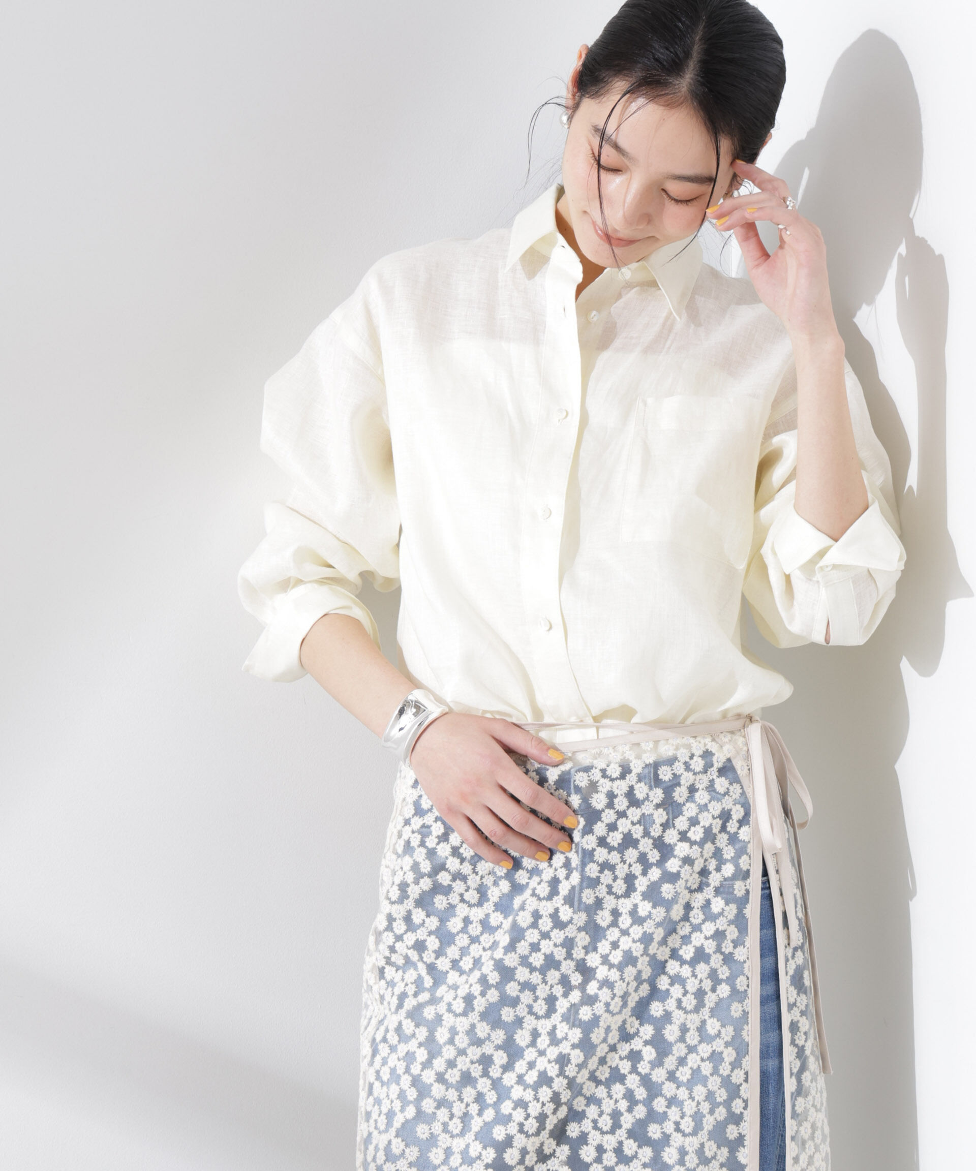 nano･universe「ヨーロピアンフラックス シアーシャツ（セットアップ可）」|シャツ・ブラウス|