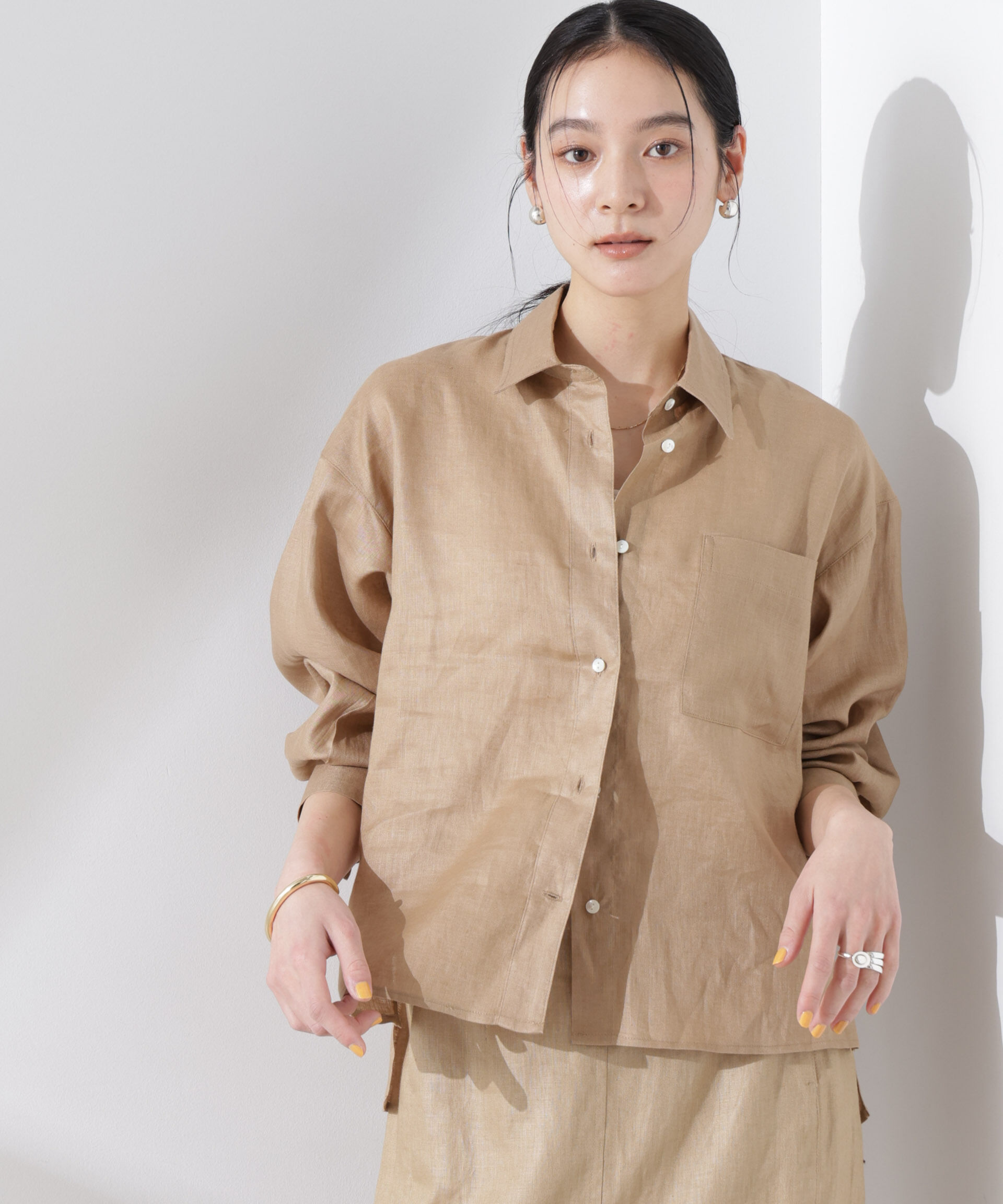 nano･universe「ヨーロピアンフラックス シアーシャツ（セットアップ可）」|シャツ・ブラウス|