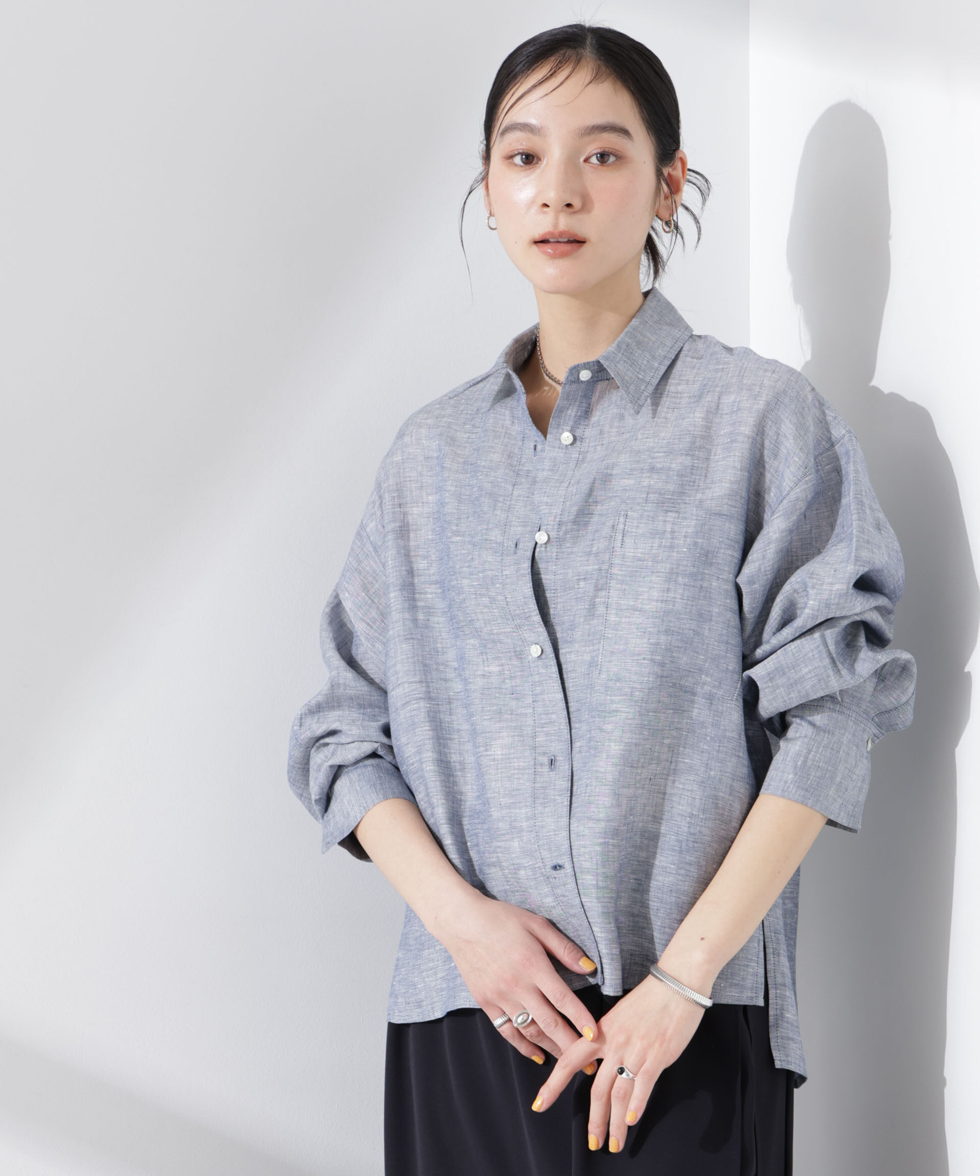 nano･universe「ヨーロピアンフラックス シアーシャツ（セットアップ可）」|シャツ・ブラウス|