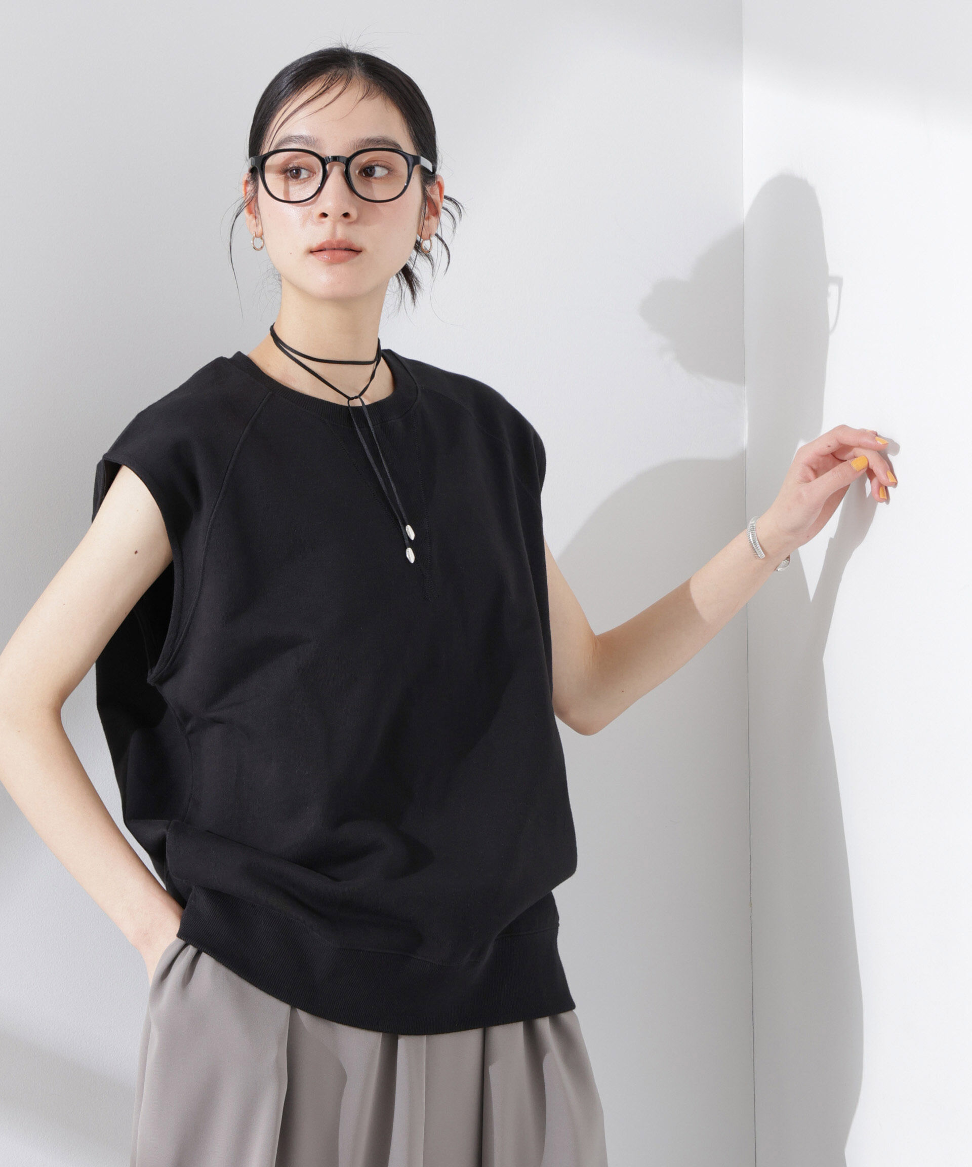 nano･universe「ノースリーブスウェットトップス」|Tシャツ・カットソー|ブラック