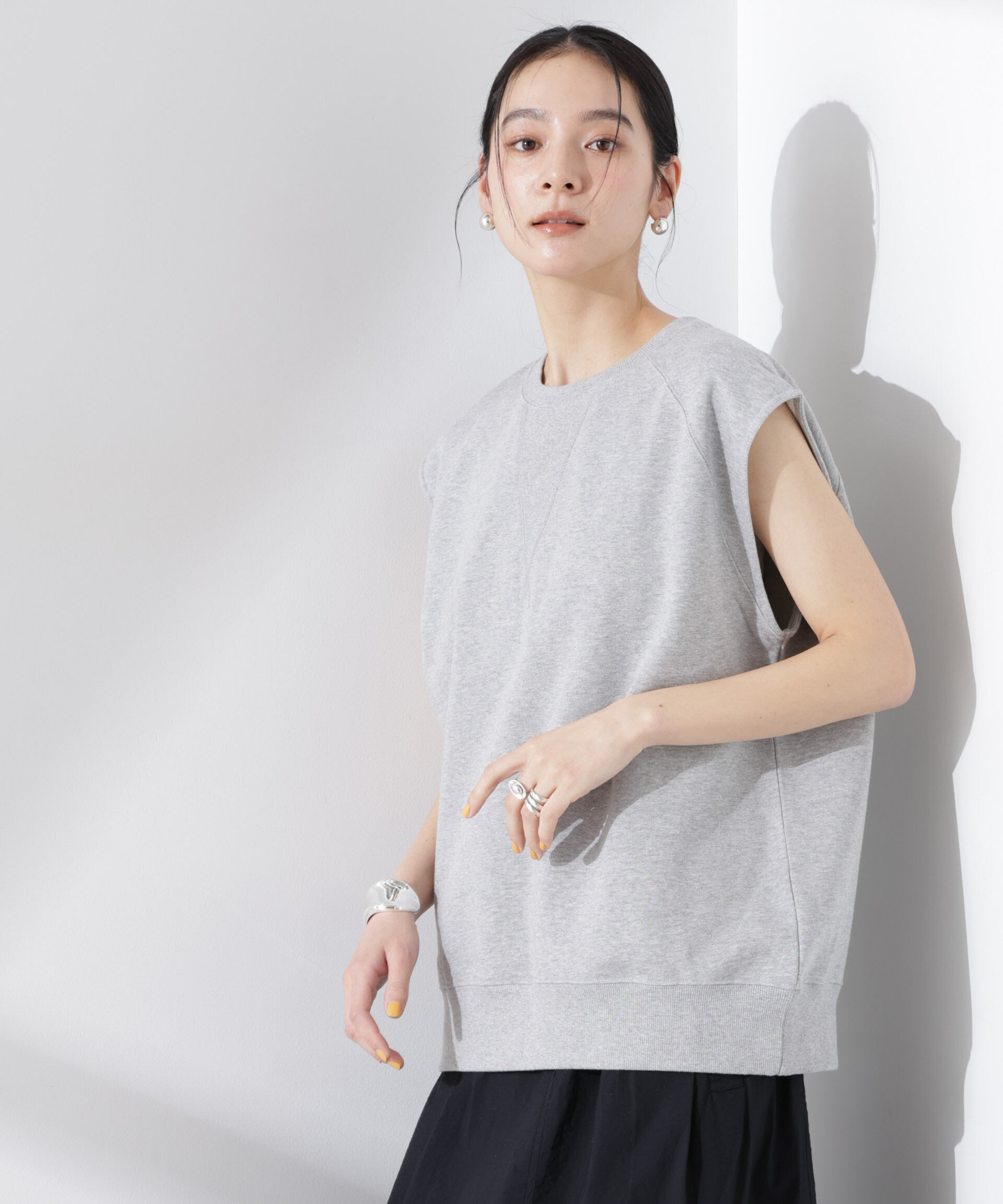 nano･universe「ノースリーブスウェットトップス」|Tシャツ・カットソー|グレー