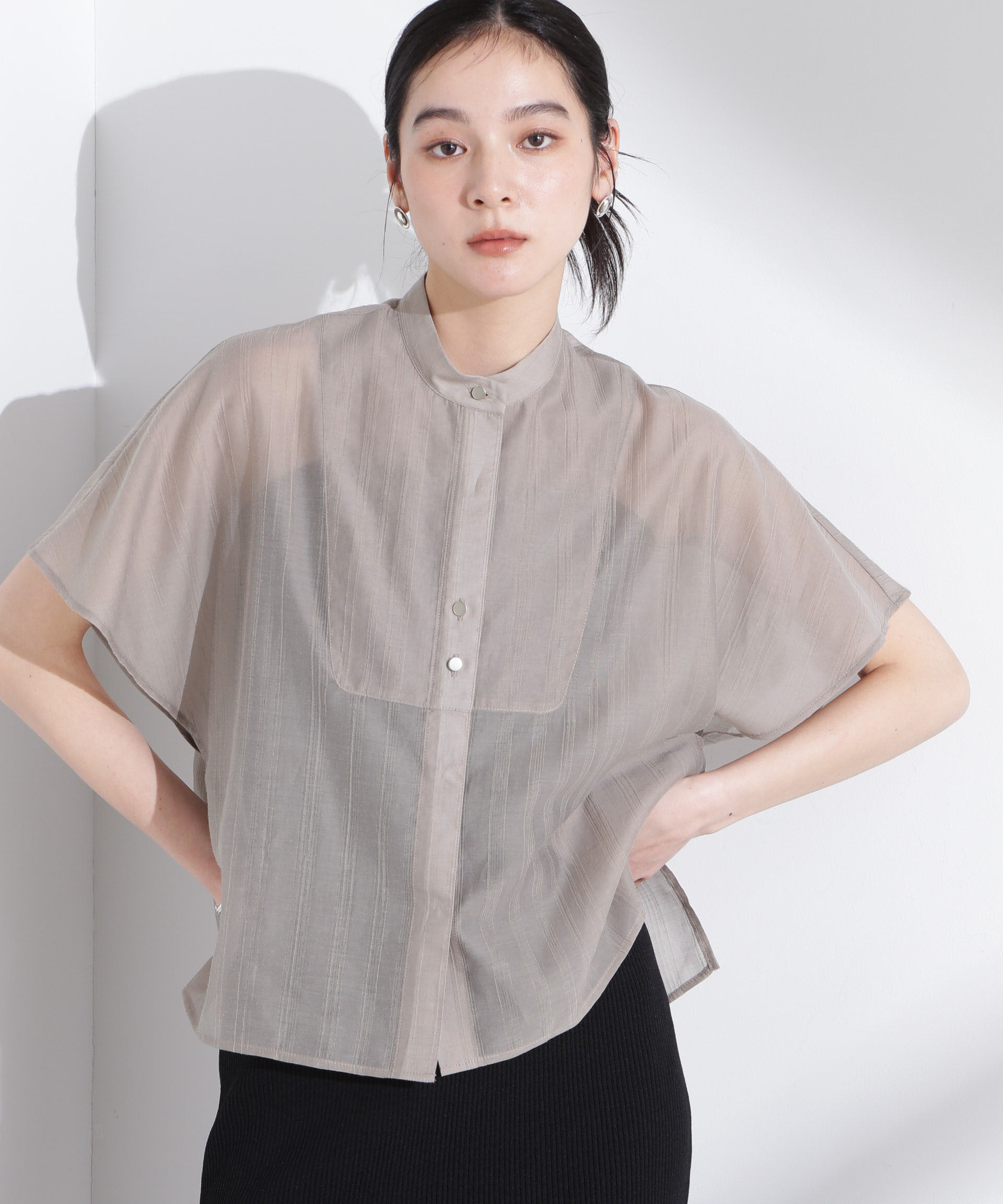 nano･universe「ポンチョデザインシャツ」|シャツ・ブラウス|モカ3