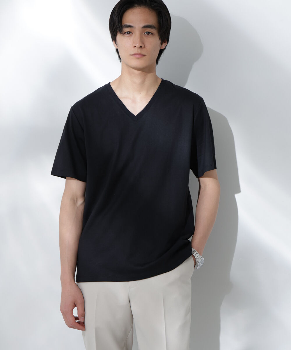 nano･universe「WEB限定/Anti Soaked(R) 汗染み防止 Vネック レギュラーシルエットTシャツ」|Tシャツ・カットソー|
