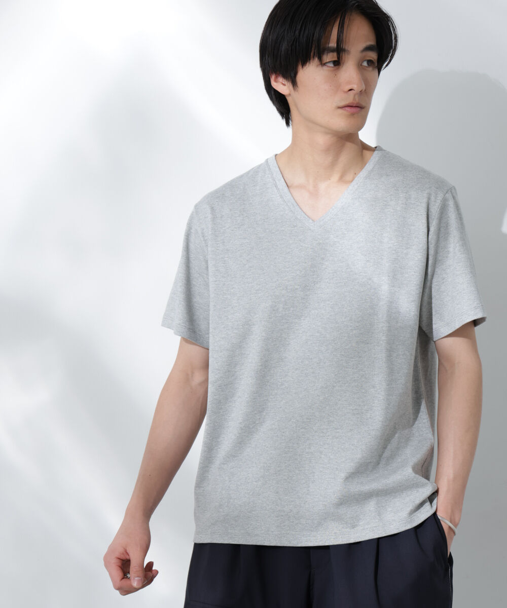 nano･universe「WEB限定/Anti Soaked(R) 汗染み防止 Vネック レギュラーシルエットTシャツ」|Tシャツ・カットソー|