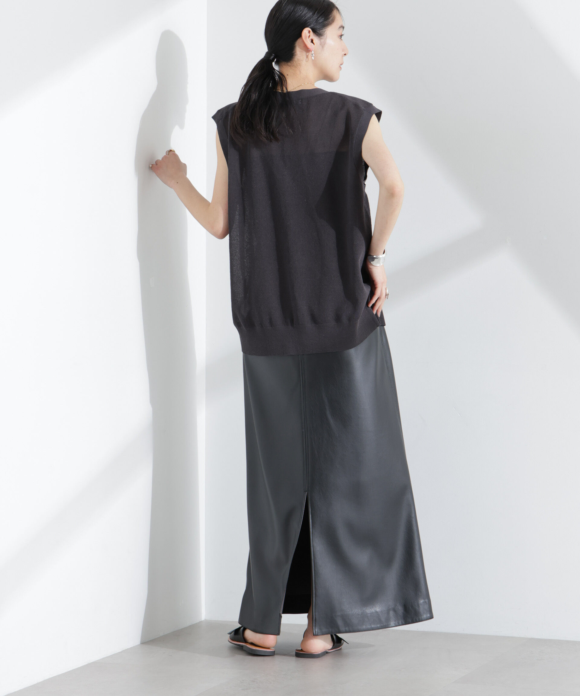 nano･universe「シアーミラノリブニットベスト」|ニット・セーター|