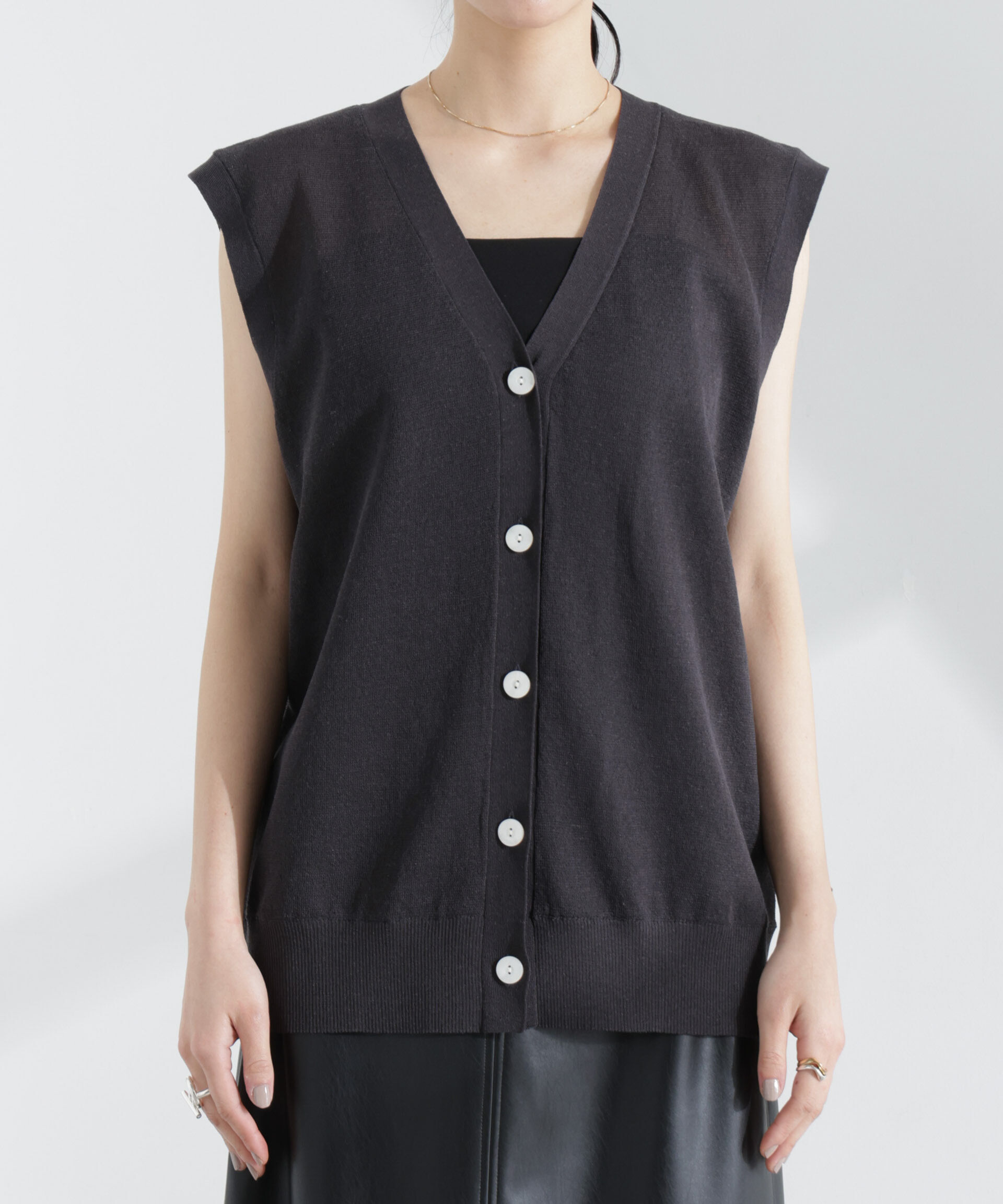 nano･universe「シアーミラノリブニットベスト」|ニット・セーター|