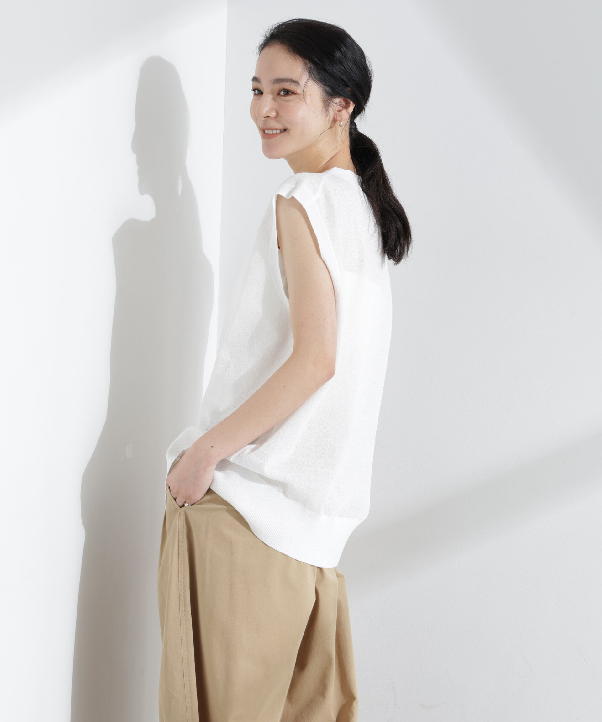 nano･universe「シアーミラノリブニットベスト」|ニット・セーター|