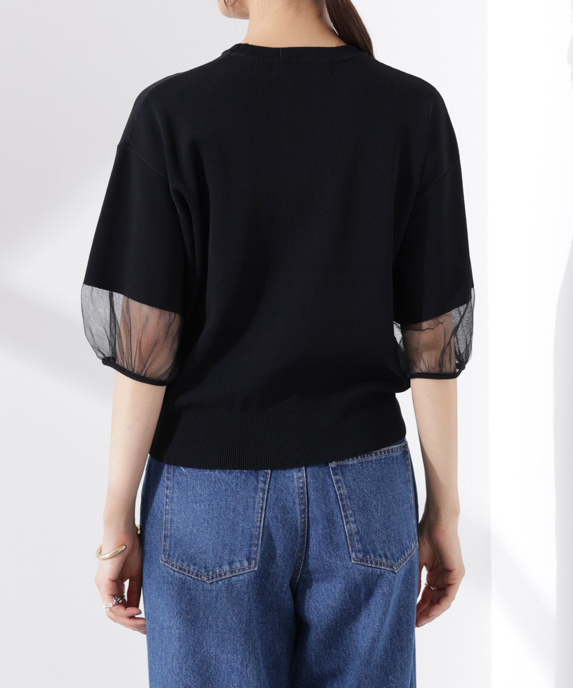 nano･universe「シアースリーブ・UVカット・接触冷感ニット」|ニット・セーター|