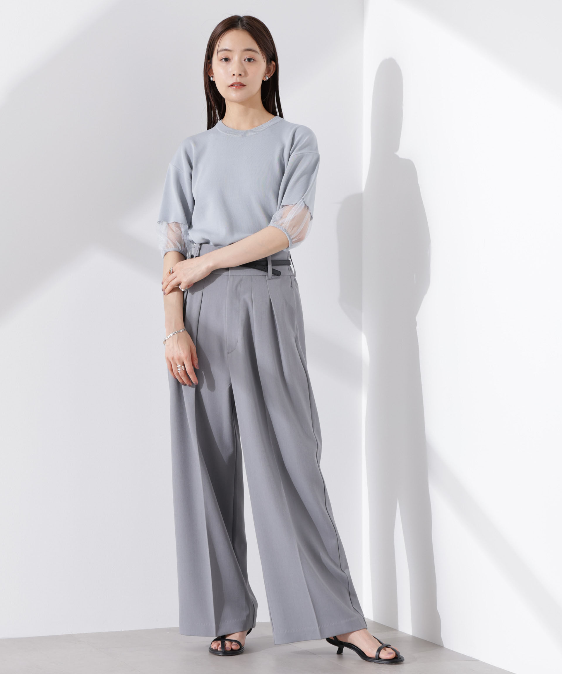 nano･universe「シアースリーブ・UVカット・接触冷感ニット」|ニット・セーター|