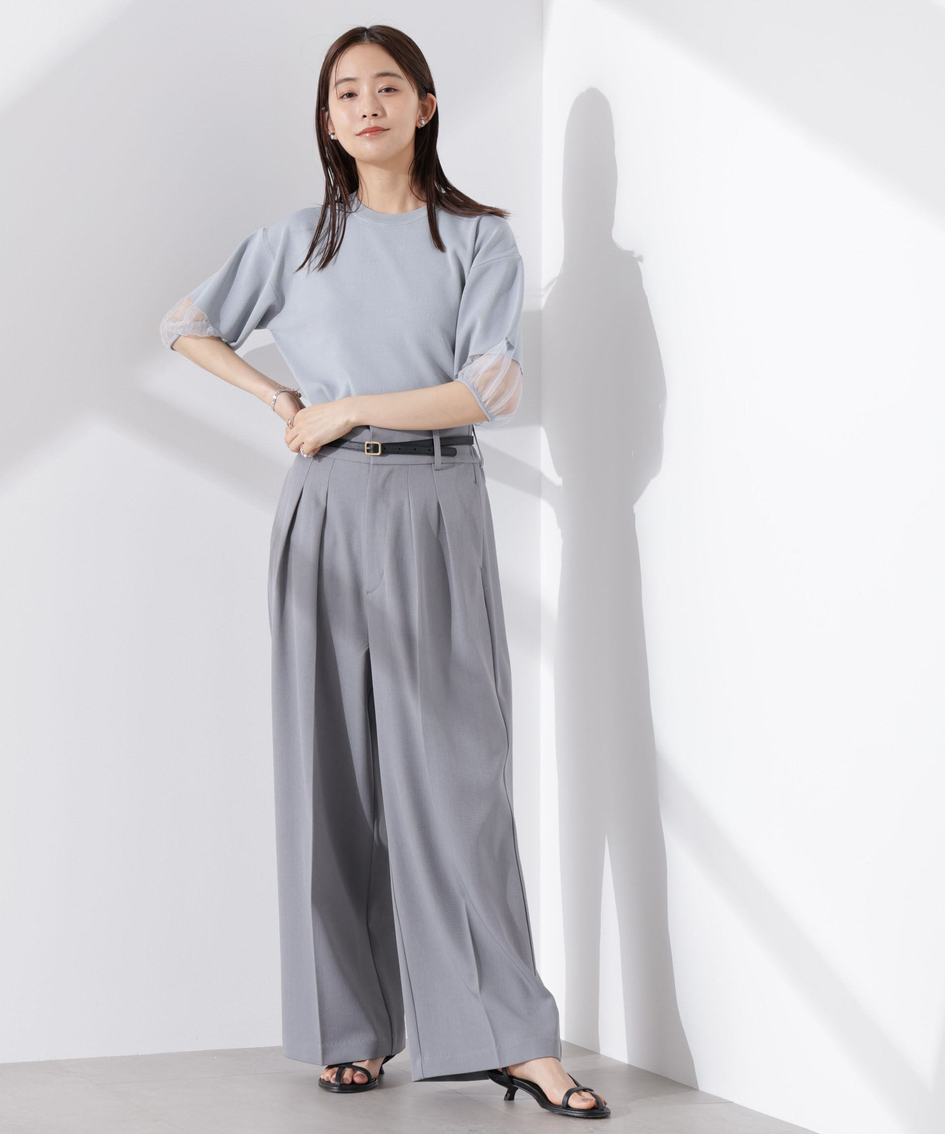 nano･universe「シアースリーブ・UVカット・接触冷感ニット」|ニット・セーター|