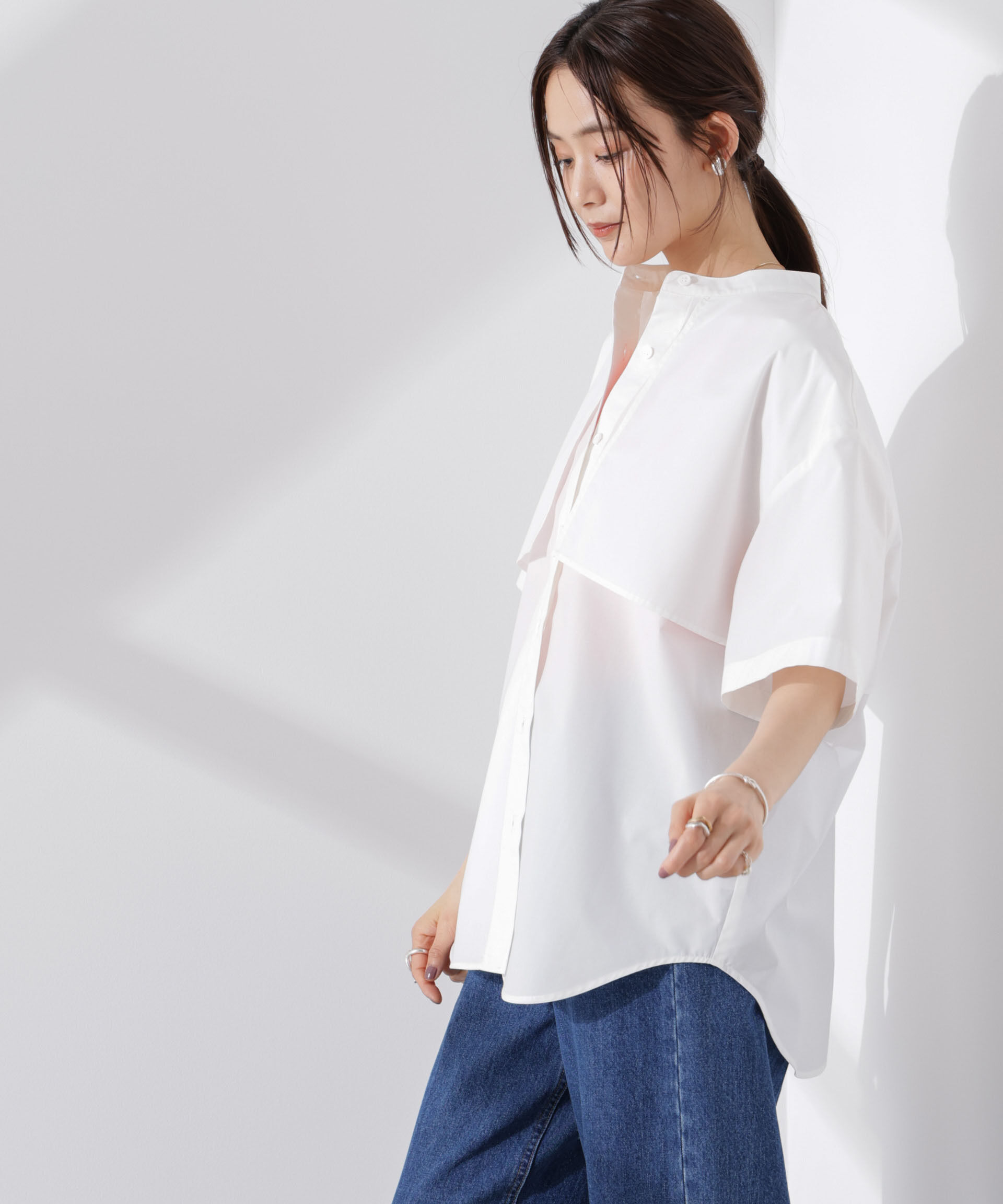 nano･universe「ケープディティール半袖シャツ」|シャツ・ブラウス|