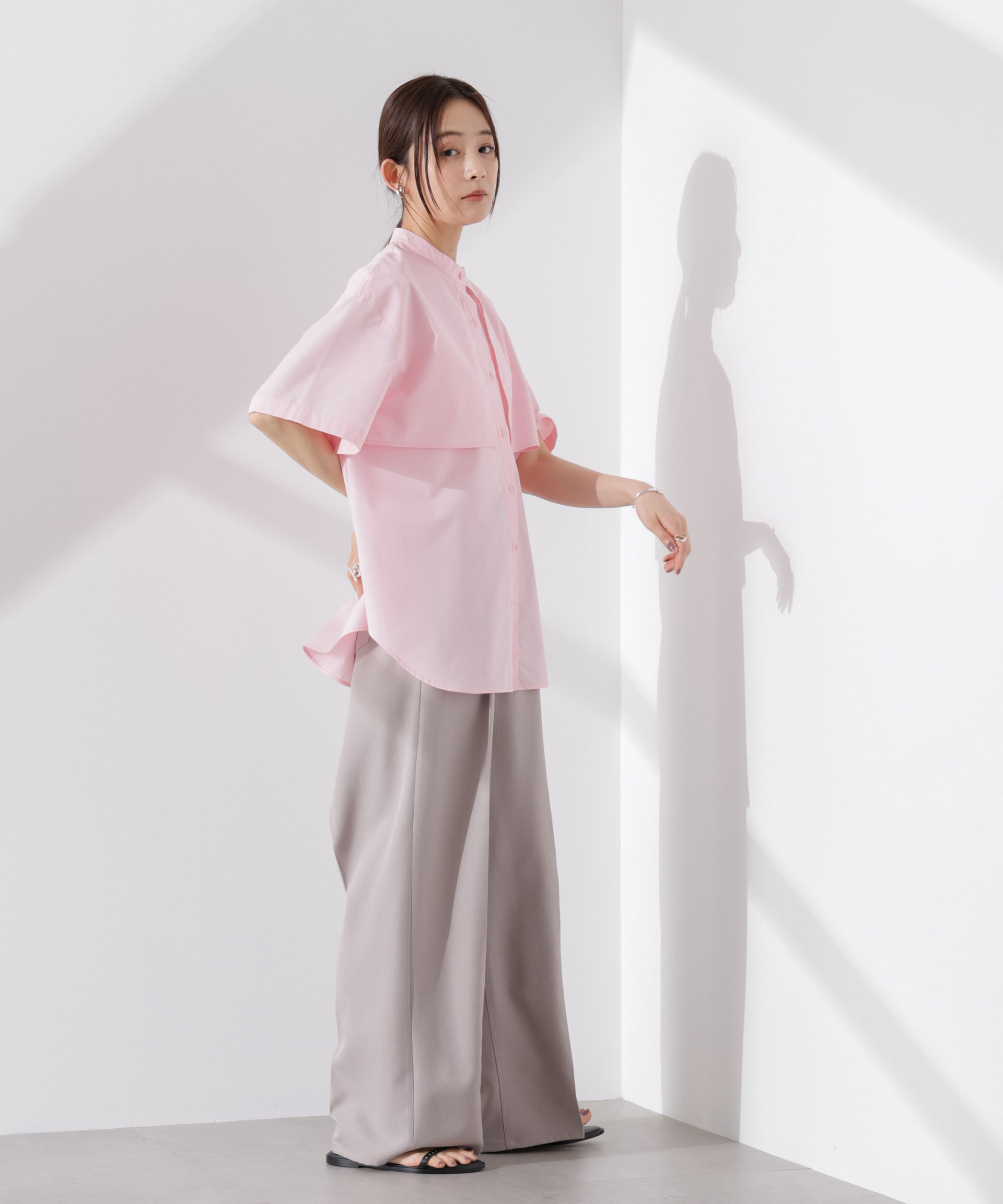 nano･universe「ケープディティール半袖シャツ」|シャツ・ブラウス|