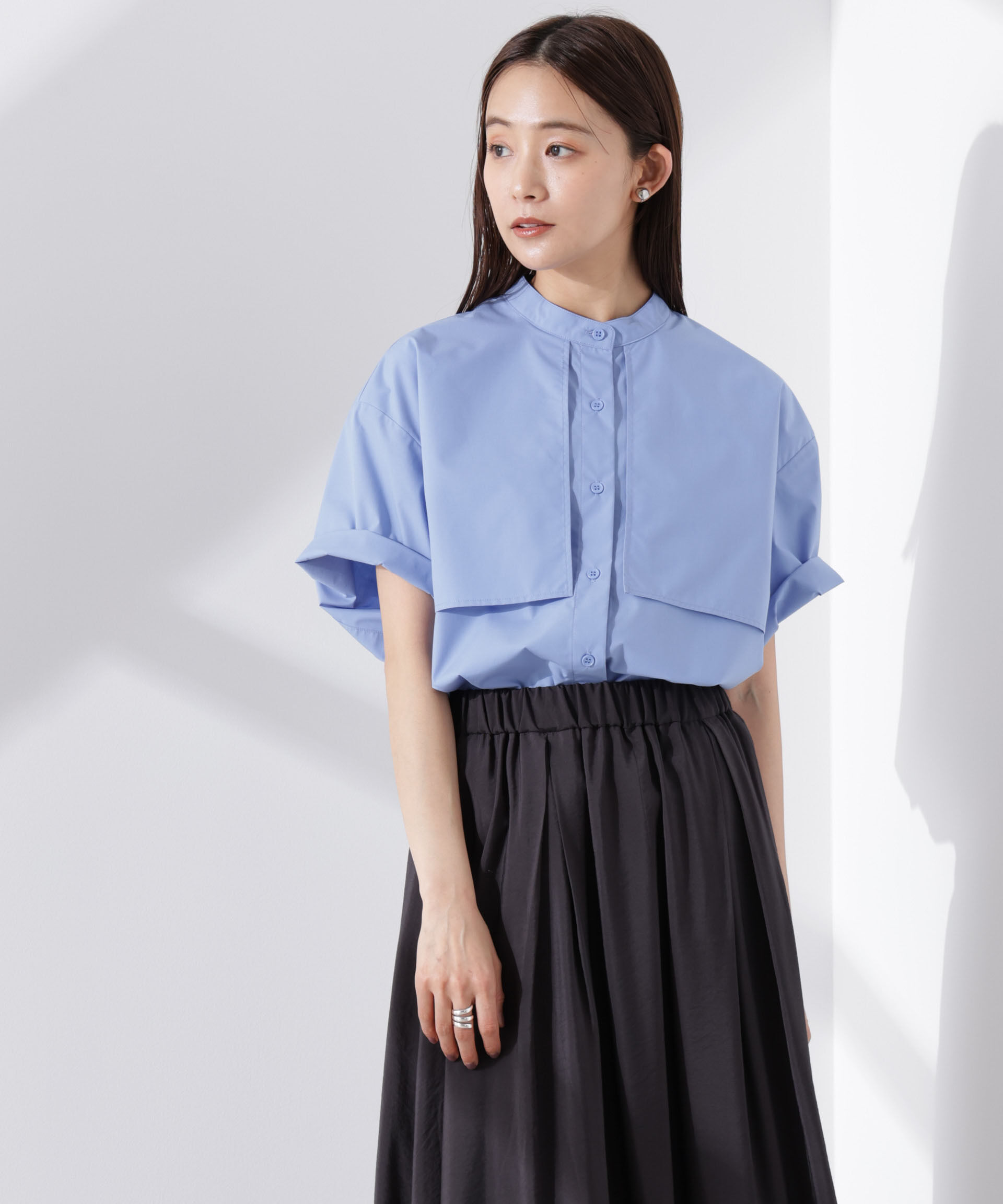 nano･universe「ケープディティール半袖シャツ」|シャツ・ブラウス|