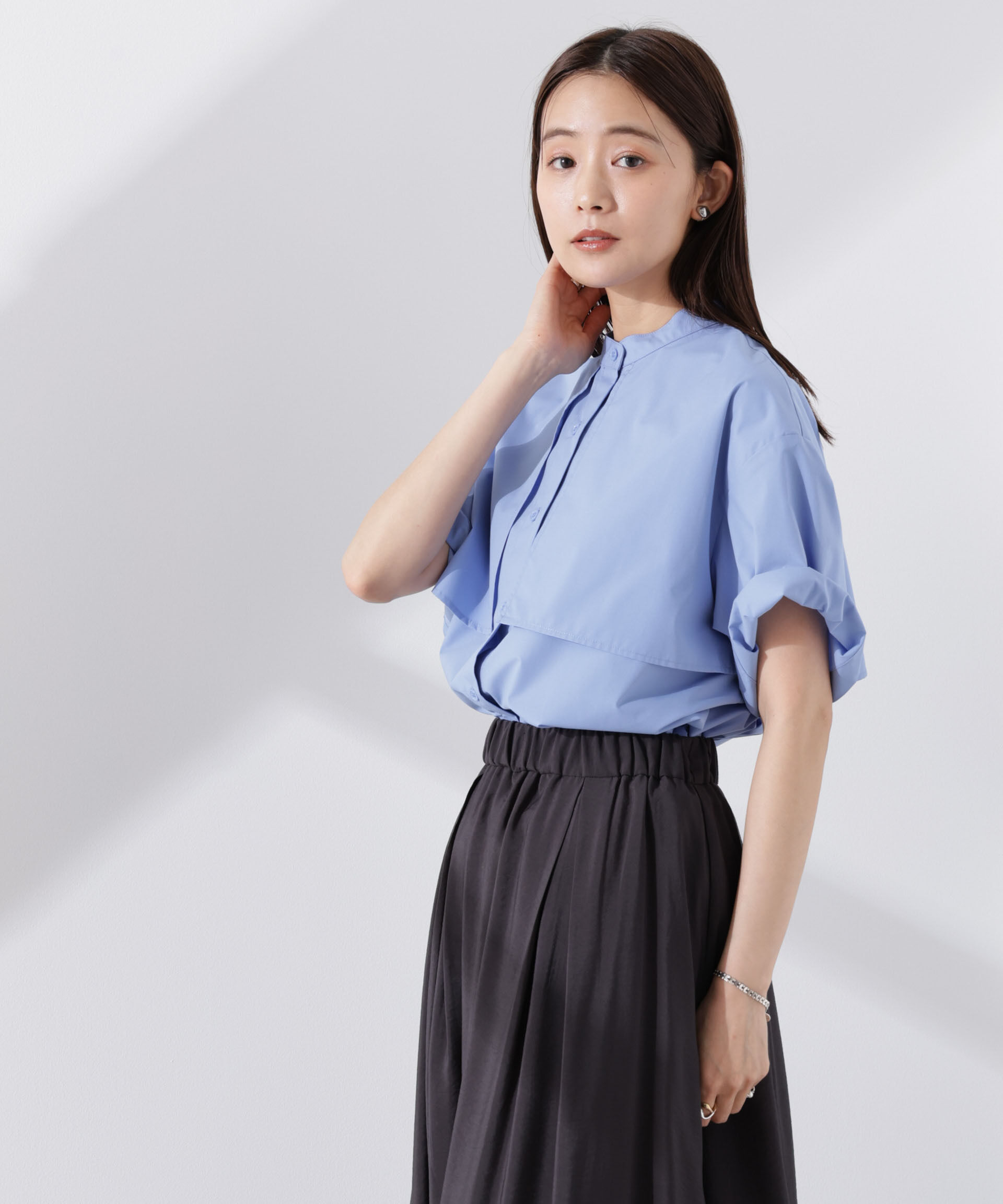 nano･universe「ケープディティール半袖シャツ」|シャツ・ブラウス|