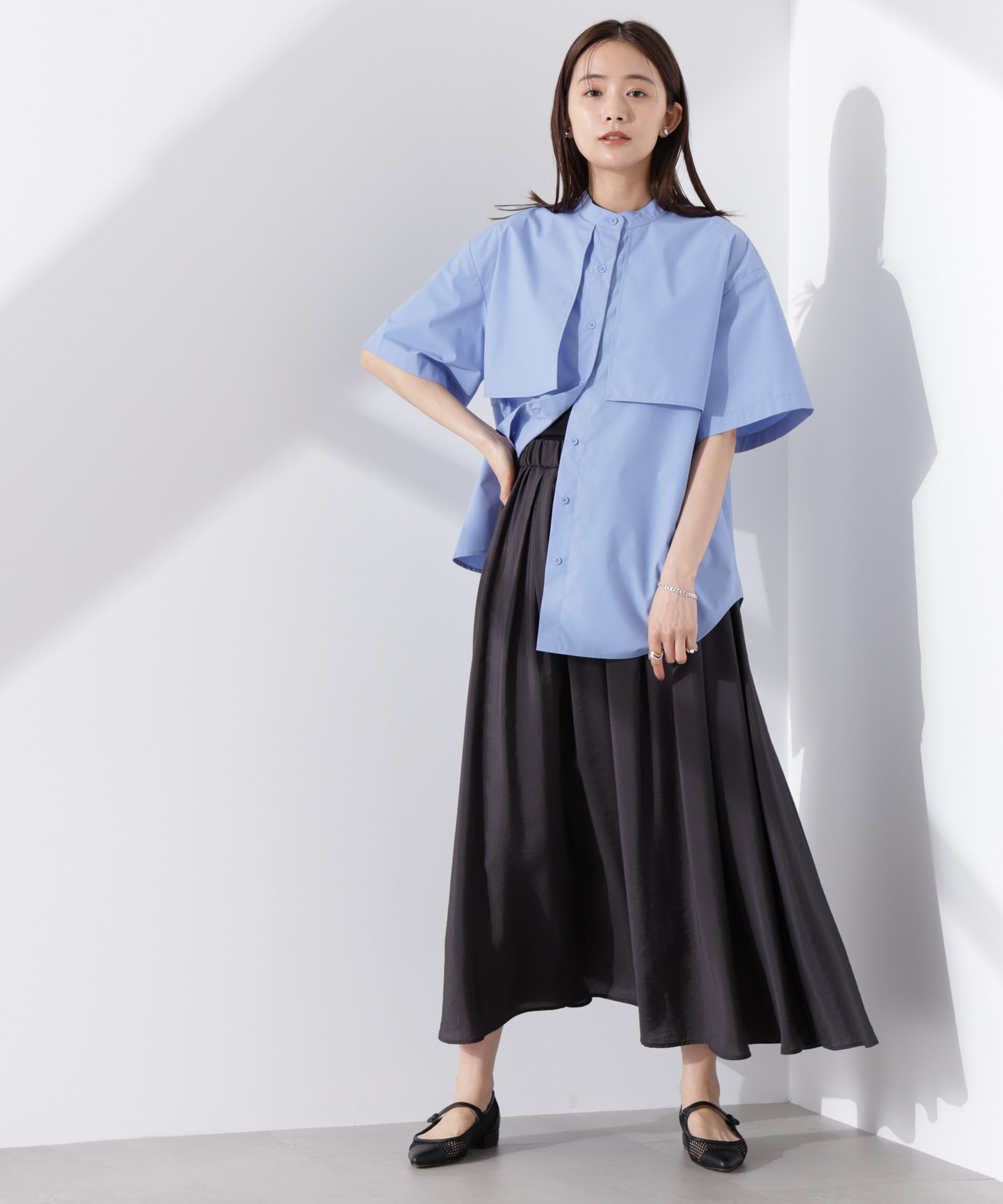 nano･universe「ケープディティール半袖シャツ」|シャツ・ブラウス|