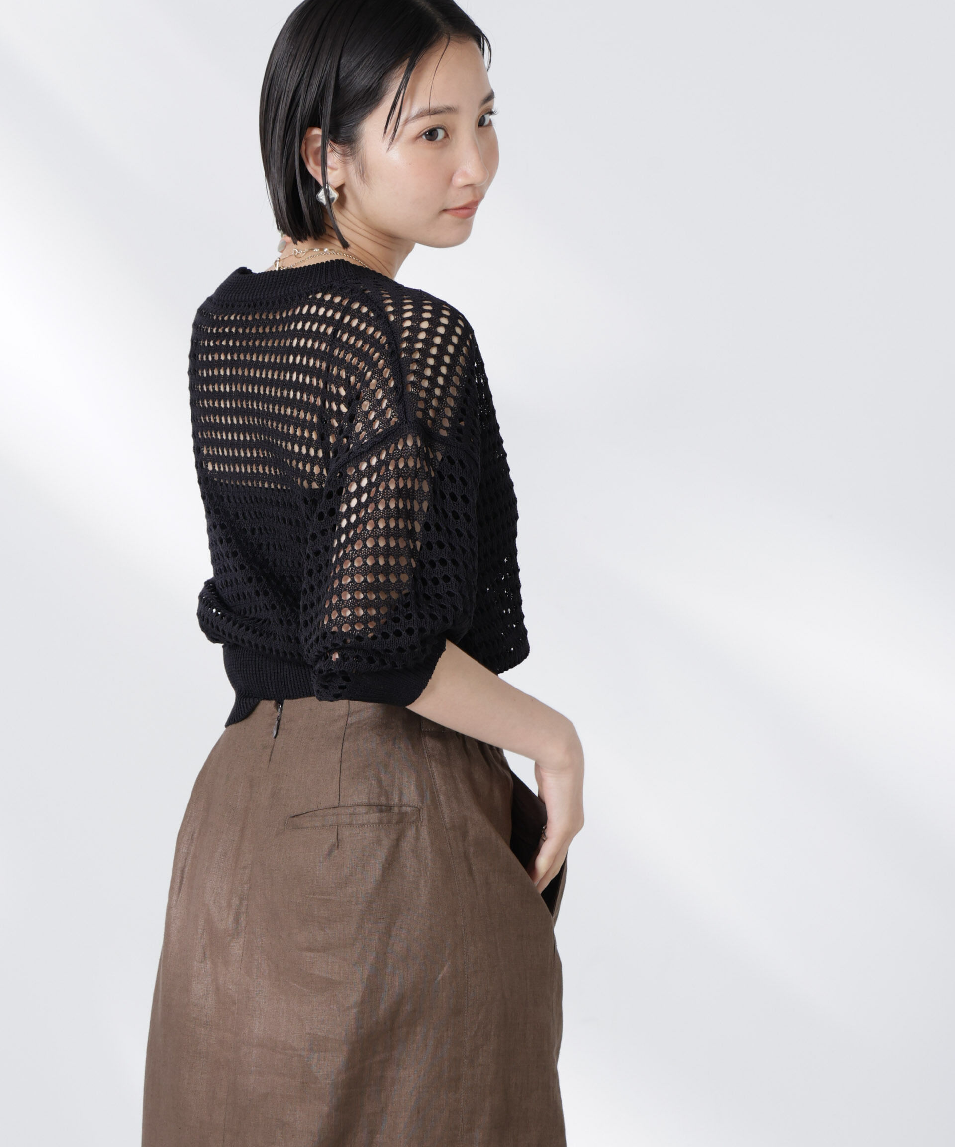 nano･universe「メッシュニットジップカーディガン」|ニット・セーター|