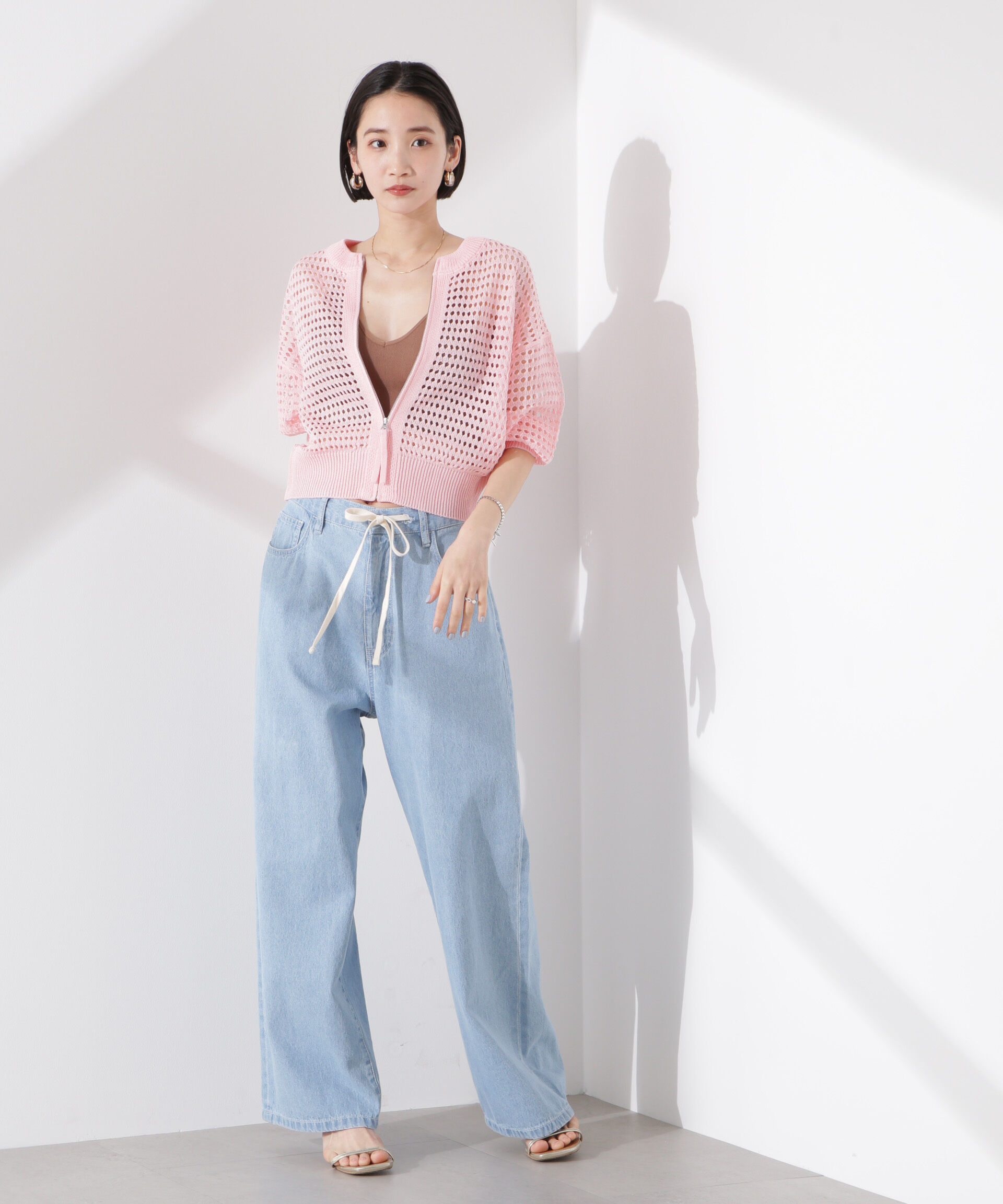 nano･universe「メッシュニットジップカーディガン」|ニット・セーター|