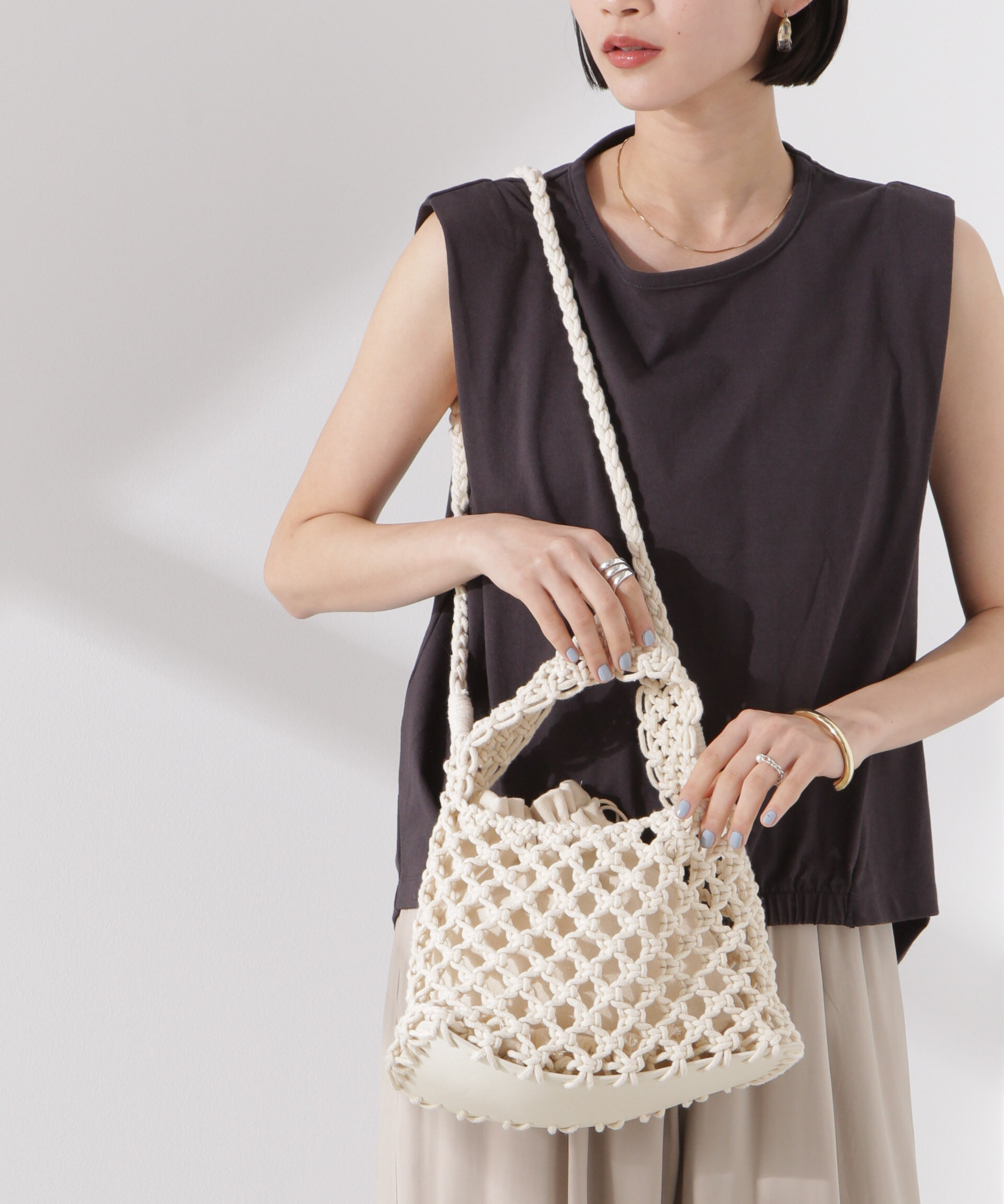 nano･universe「マクラメ編みショルダーバッグ」|ショルダー・メッセンジャー|アイボリー7