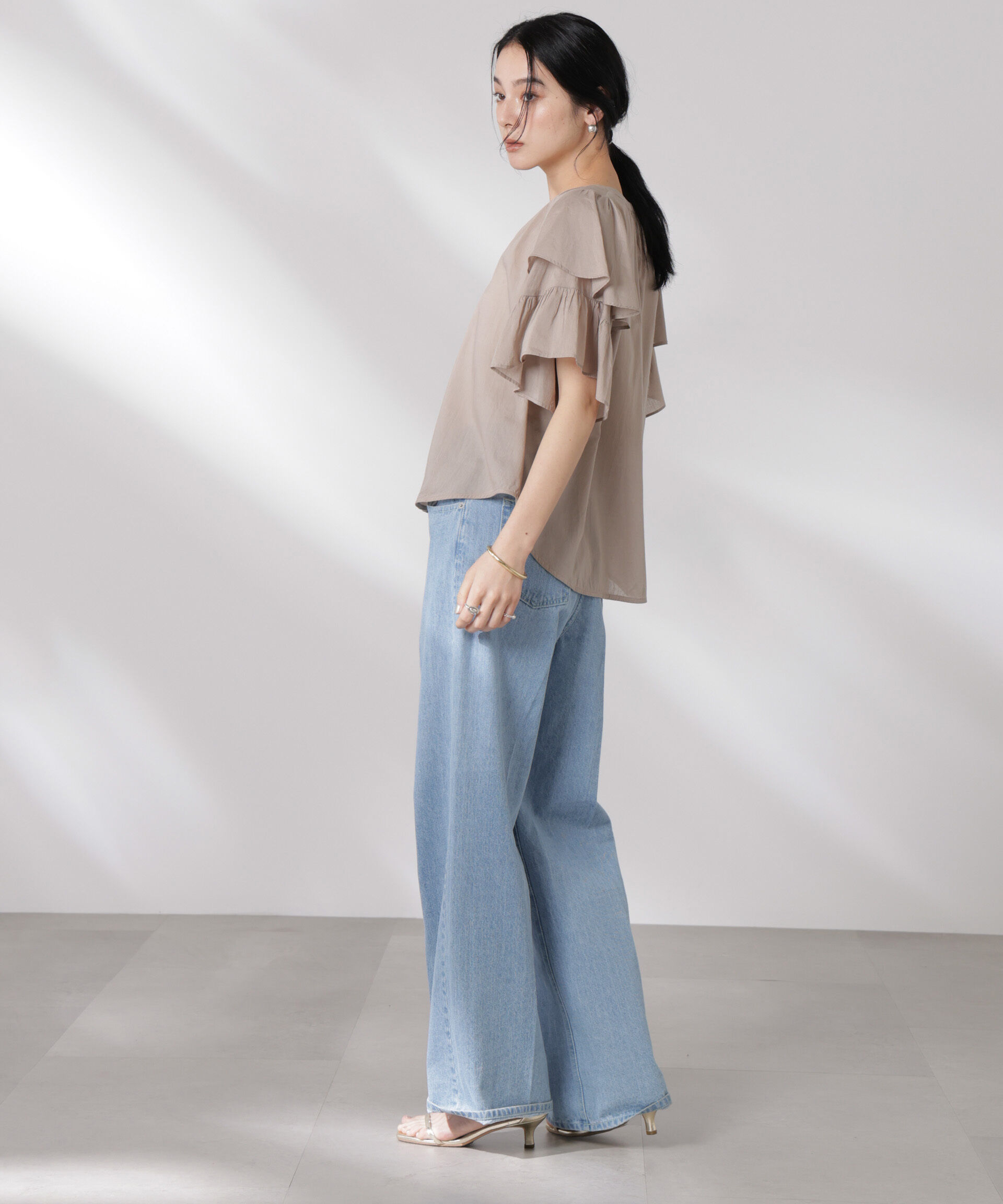 nano･universe「made in india コットンフリルスリーブブラウス」|シャツ・ブラウス|