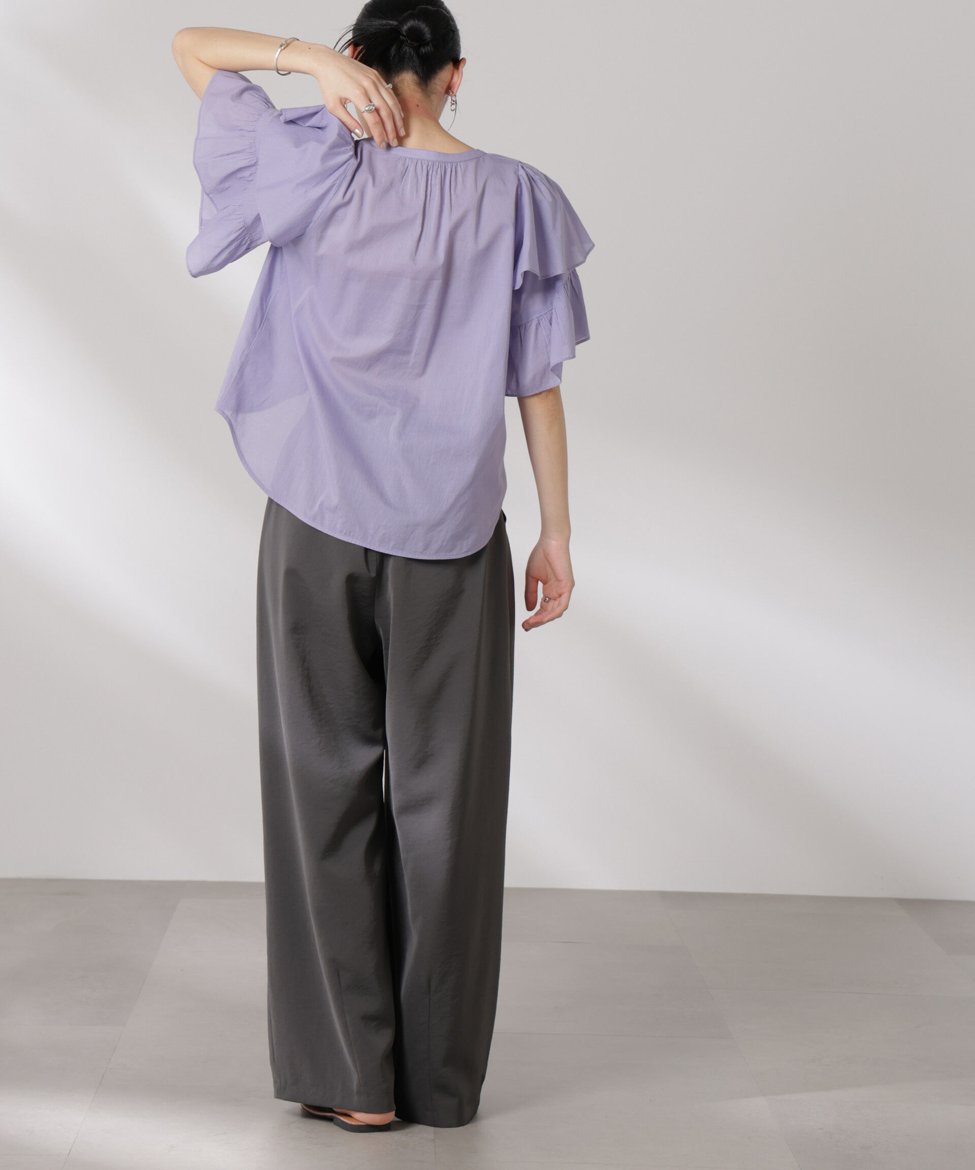 nano･universe「made in india コットンフリルスリーブブラウス」|シャツ・ブラウス|