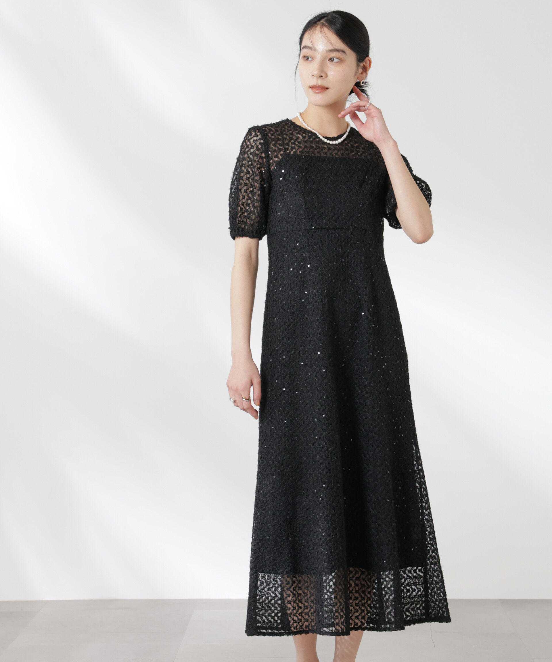 nano･universe「kaene/スパンコールレースドレス」|ワンピース|