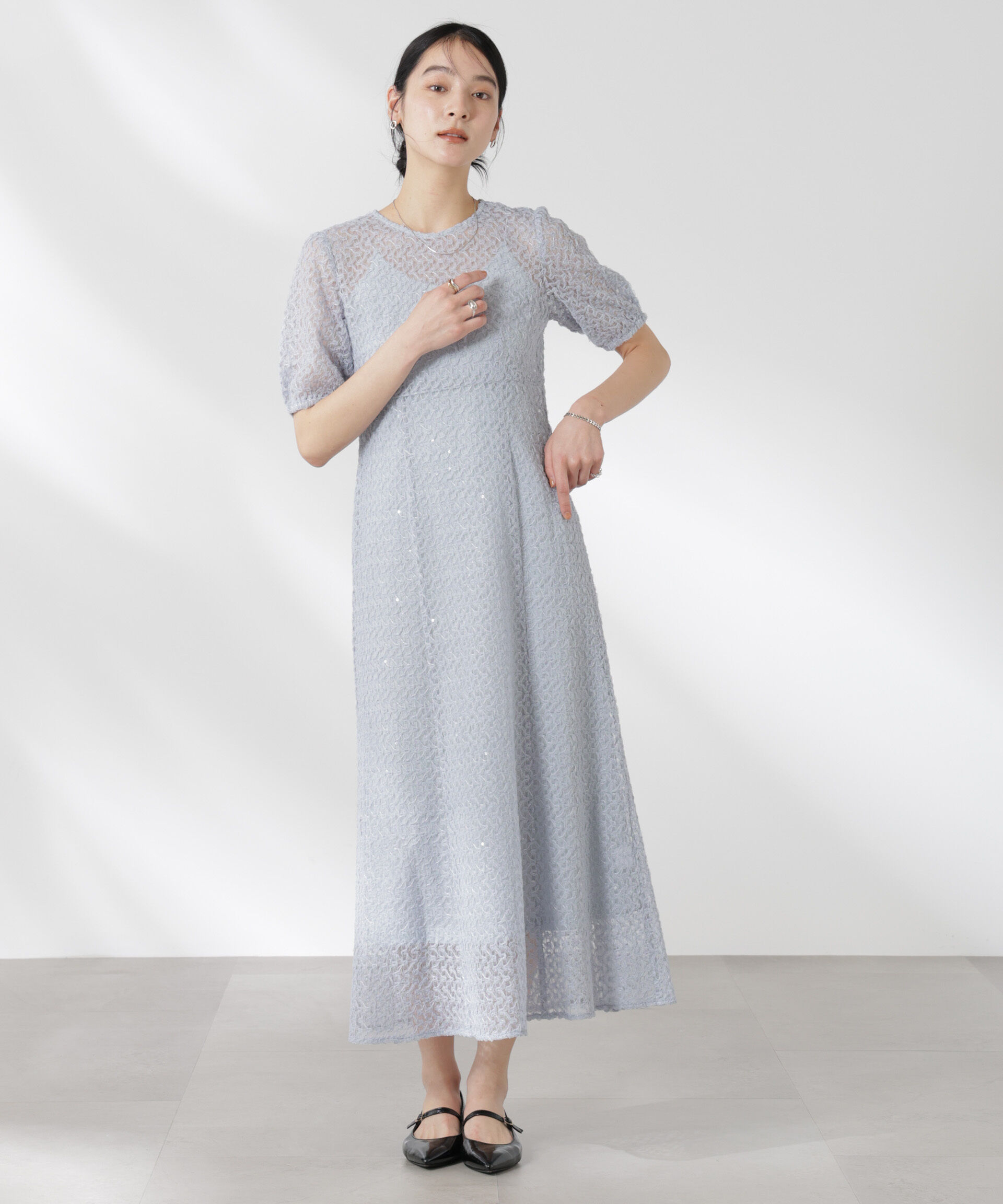 nano･universe「kaene/スパンコールレースドレス」|ワンピース|