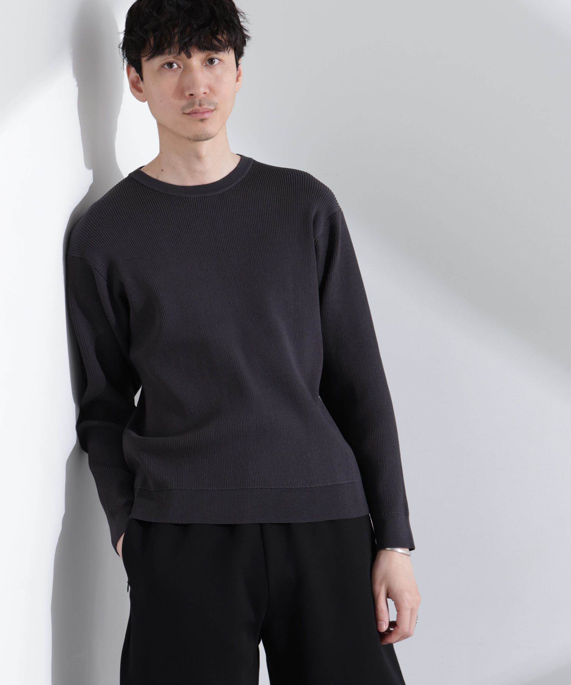  「CICAドライタッチ リブクルーネックニット」|ニット・セーター|