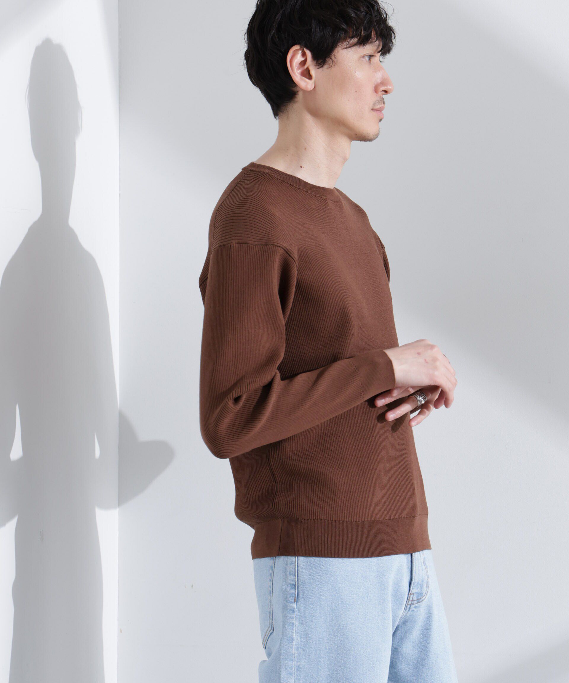  「CICAドライタッチ リブクルーネックニット」|ニット・セーター|