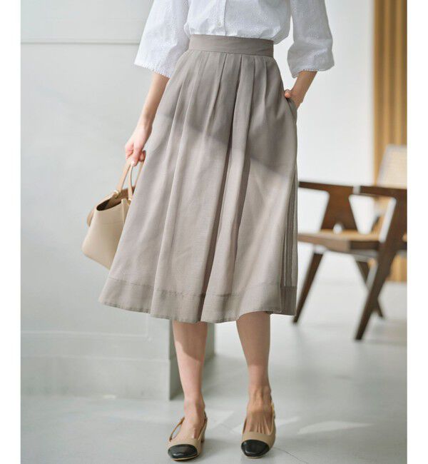 組曲「【洗える・シワになりにくい】カラーボイル シアーフレアスカート」|スカート|モカグレー系