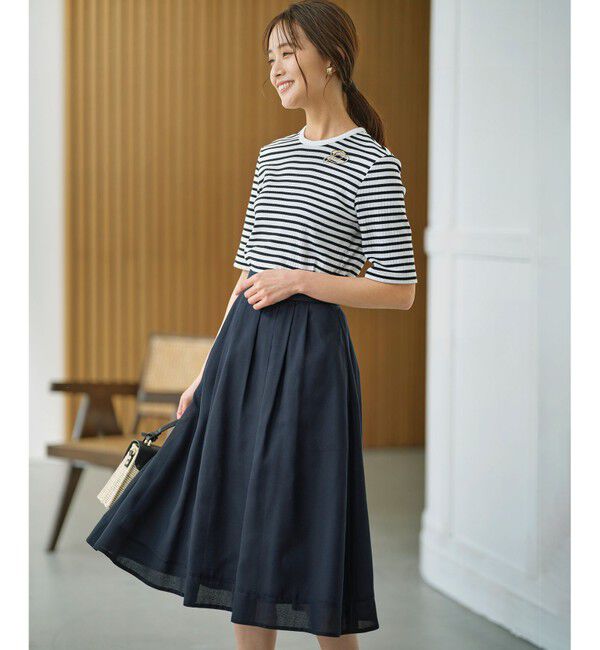 組曲「【洗える・シワになりにくい】カラーボイル シアーフレアスカート」|スカート|ネイビー系