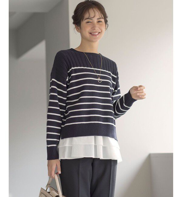 組曲「華奢見え パネルボーダーニット」|ニット・セーター|ﾈｲﾋﾞｰ&times;ｵ
