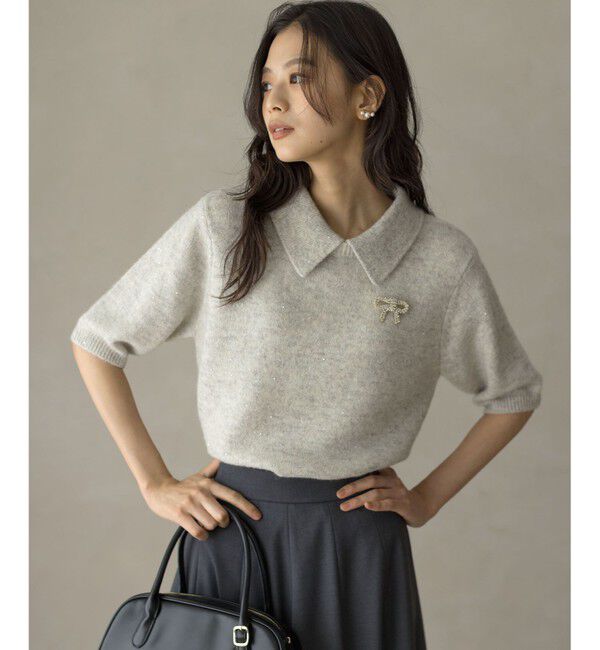 組曲「【好評につき追加販売】リボンビジューブローチ」|ブローチ・コサージュ|