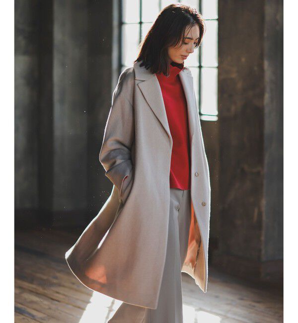 自由区「シャルムビーバーロング コート」|チェスターコート|ベージュ系