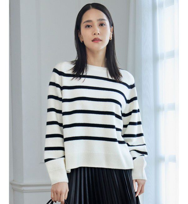 自由区「【洗える】ウールカシミヤブレンドボーダークルーネック ニット」|ニット・セーター|ｵﾌ&times;ﾌﾞﾗｯ