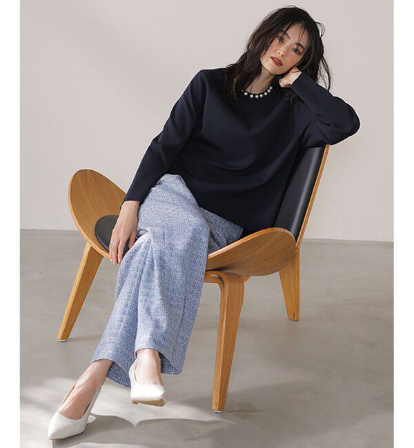 自由区「【洗える】パールディティールプルオーバー ニット」|ニット・セーター|