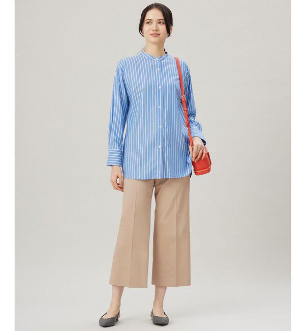 自由区「【UVカット・接触冷感・洗える】コットンサテンクロップド丈ワイドストレート パンツ」|その他|