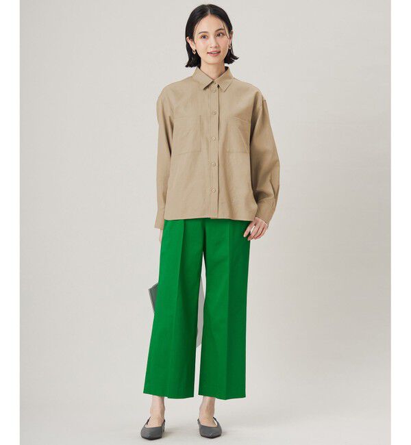 自由区「【UVカット・接触冷感・洗える】コットンサテンクロップド丈ワイドストレート パンツ」|その他|