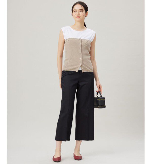 自由区「【UVカット・接触冷感・洗える】コットンサテンクロップド丈ワイドストレート パンツ」|その他|