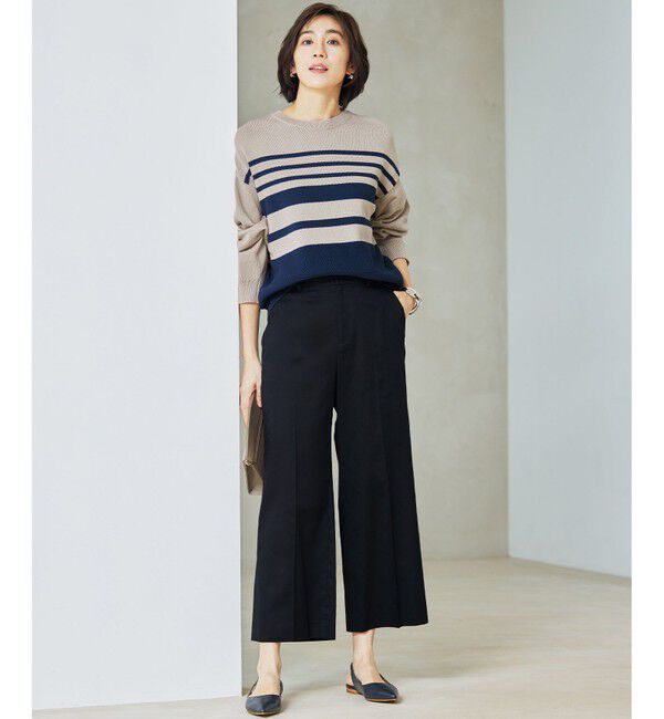 自由区「【UVカット・接触冷感・洗える】コットンサテンクロップド丈ワイドストレート パンツ」|その他|