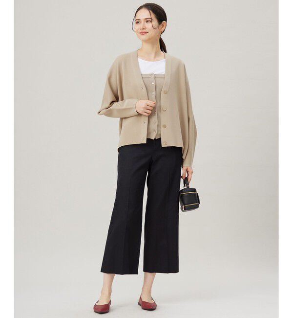 自由区「【UVカット・接触冷感・洗える】コットンサテンクロップド丈ワイドストレート パンツ」|その他|