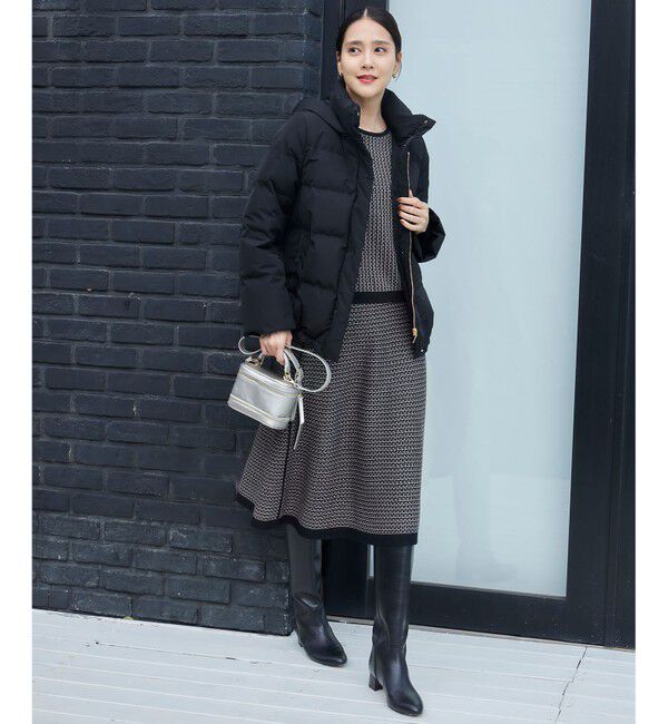 自由区「【WEB限定カラーあり・洗える】リバーシブルニット セットアップ(プルオーバー&times;フレアスカート)」|スーツ|