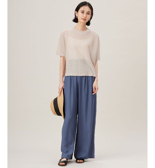 自由区「【アンサンブル対応・洗える】ドライシアーファインゲージクロップド丈 ニット」|ニット・セーター|