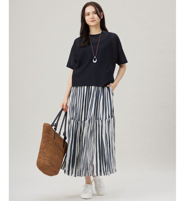 自由区「【アンサンブル対応・洗える】ドライシアーファインゲージクロップド丈 ニット」|ニット・セーター|