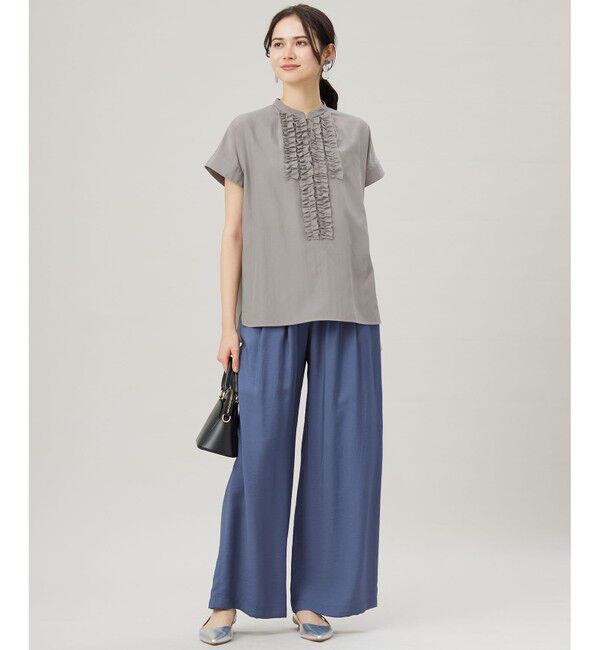 自由区「【洗える】ソフトリネンフリルディティール ブラウス」|シャツ・ブラウス|