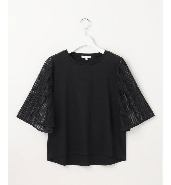 自由区「【洗える】レースエッジフレアスリーブ トップス」|Tシャツ・カットソー|