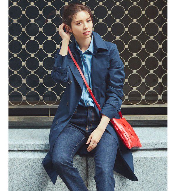 23区「コットンポリエステルギャバジン ロング トレンチコート」|トレンチコート|ネイビー系