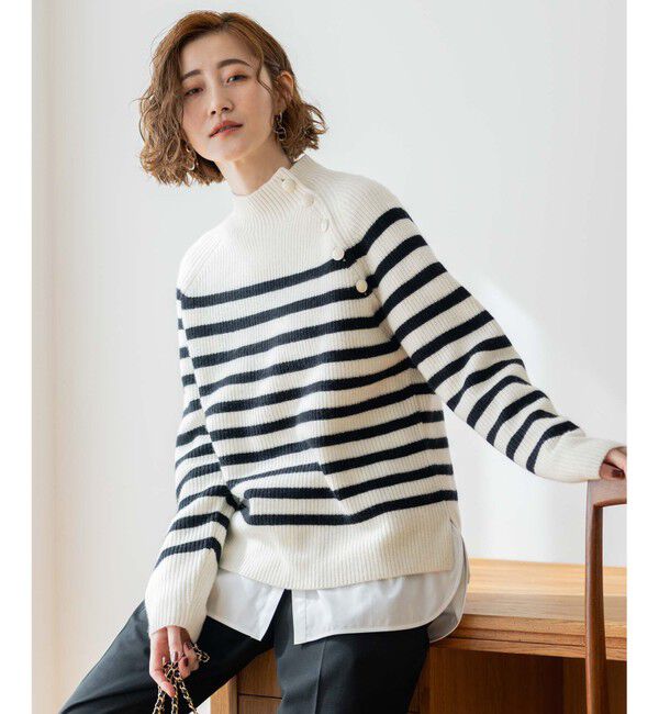 23区「【洗える】ウールカシミヤ パネルボーダー ニット」|ニット・セーター|ｵﾌﾎﾜｲﾄx